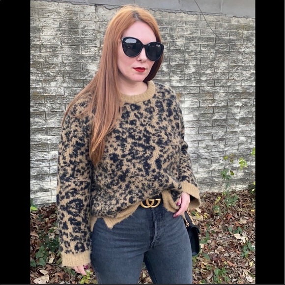 Madewell Pullover Alpaca & Wool Blend Animal Print Sweater NWT - Picture 5 of 16